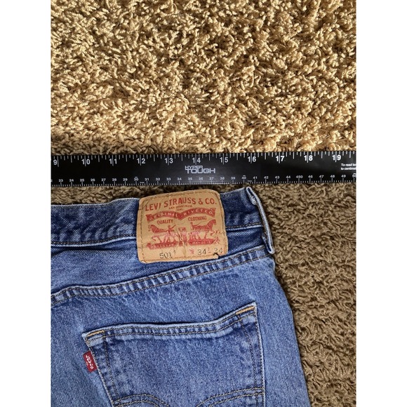 Vtg Levi's 501XX Jeans Men's 34x34 Light Wash Straight Fit Button Fly Distress - Picture 7 of 11